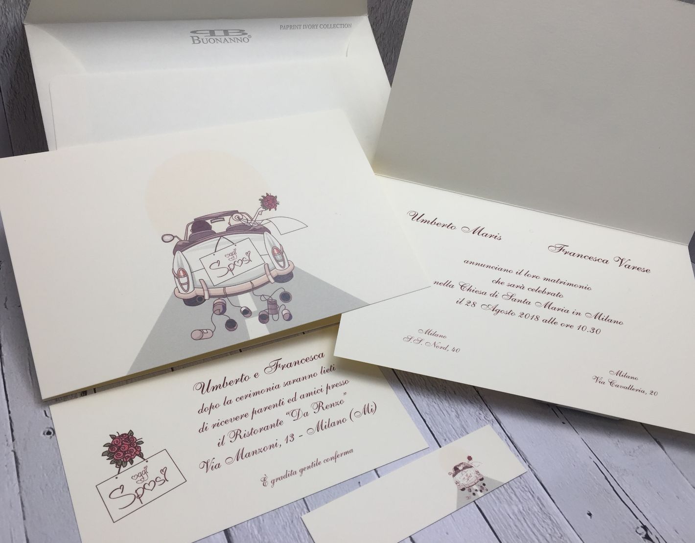 Partecipazioni Matrimonio Spiritose SET PARTECIPAZIONE NOZZE C009