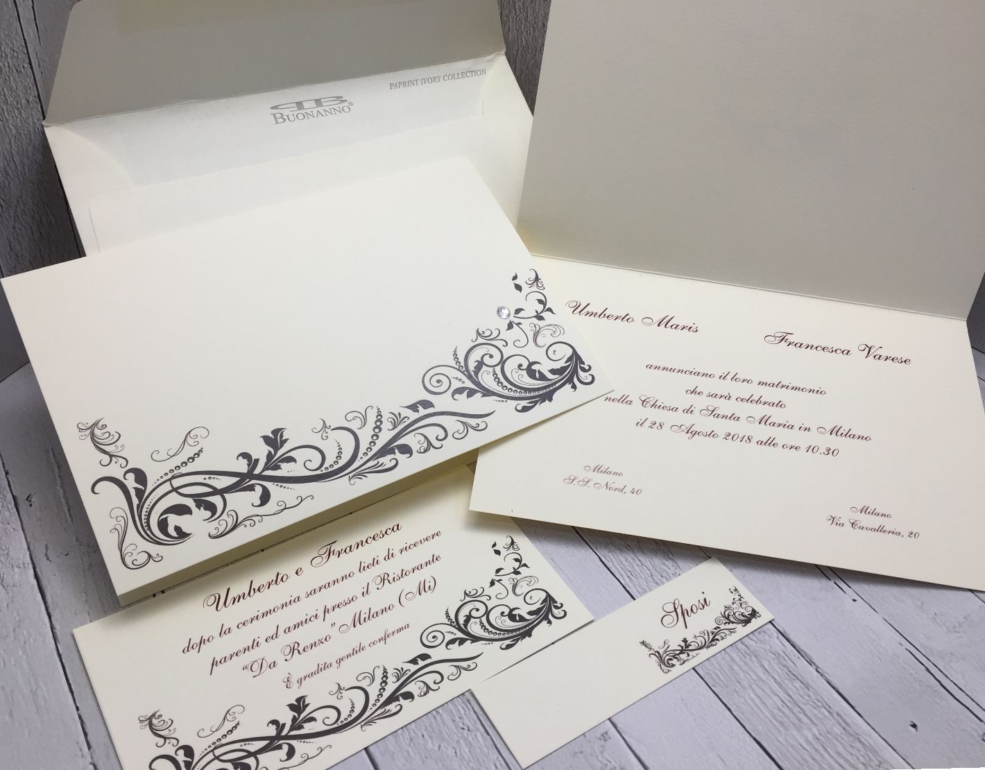 Partecipazioni Matrimonio con Strass SET PARTECIPAZIONE NOZZE F003