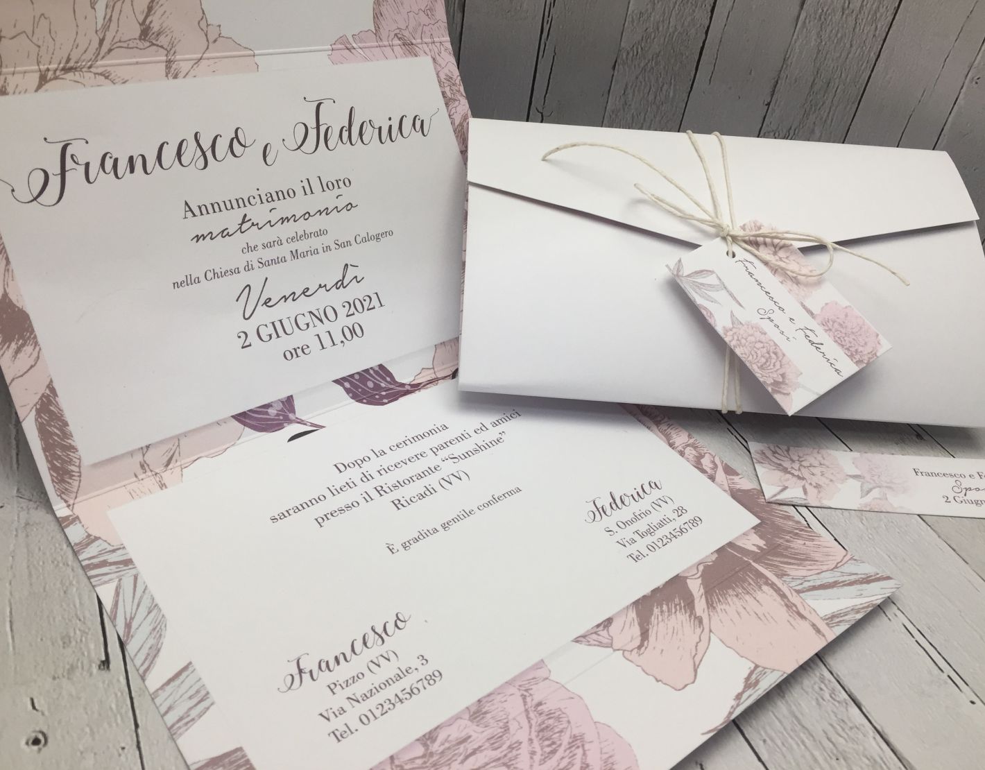 inviti matrimonio originali SET PARTECIPAZIONE NOZZE G010