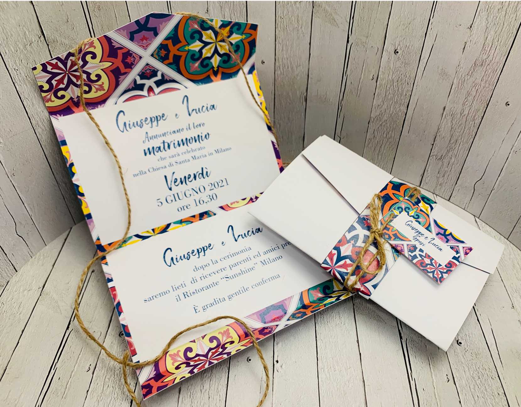 invito matrimonio maioliche SET PARTECIPAZIONE NOZZE MED5
